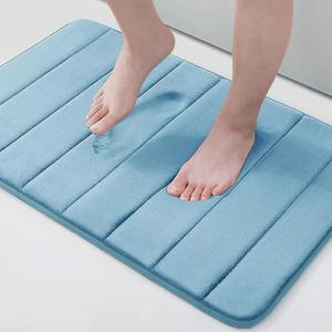 Buganda Memory Foam Bath Mat, 24" x 16", Ultra Soft and Non-Slip Bathroom Rugs, Water Absorbent and Machine Washable Bath Rug for Bathroom, Shower, and Tub, Blue