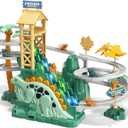 JUKUDAHU Dinosaur Climbing Slide Stair Toy for Toddlers Aged 3 4 5 6 7 8  Racing Track Game Set, Sliding Car Toy, Dinosaur Themed with Light and Music, Birthday Dinosaur Gifts for Boys Girls Kids