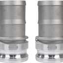 2 pcs Aluminum Camlock Fittings - 3 inch Type E Cam & Groove Hose Fittings Set: Male Adapter, Coupling