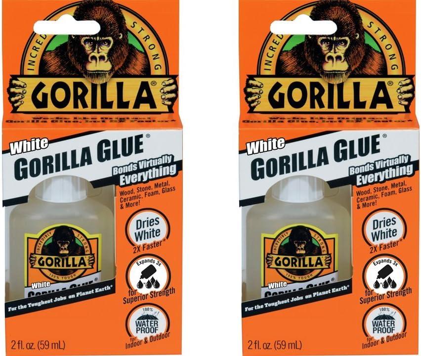 Gorilla White Gorilla Glue, Waterproof Polyurethane Glue, 2 Ounce Bottle, White, (Pack of 2)