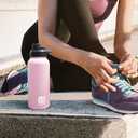 32 oz Insulated Water Bottle | Thickened Stainless Steel Vacuum Metal | Portable Sports Water Jug for Gym and Hiking with Straw, Carrier Bag, Handle Strap | BPA-Free 32 oz (Indigo/Black)