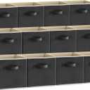 Lifewit 12 Packs Storage Cubes, 11 Inch Cube Storage Bins, Foldable Decorative Fabric Storage Baskets for Organizing Home Organizers with Handles for Shelves, Closet, Black