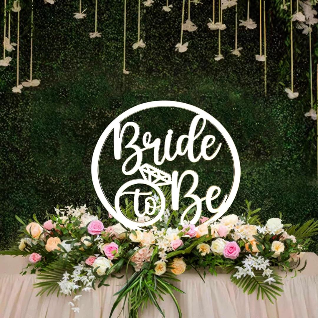 Wooden Bride to Be Circle Sign,Wedding Table Centerpiece Decoration,Wedding Decor Stand,Vow Renewal Table Decorations, Bridal Shower,Engagement, Bachelorette Party Decorations Supplies
