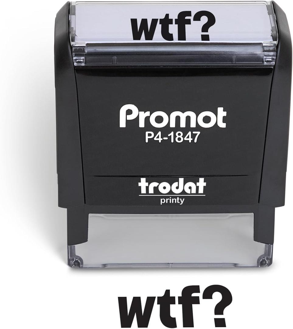 Promot Novelty Message Stamp - WTF Ink Stamps for Office Pranks, Crafting, Scrapbooking, Planners - Funny Gag Stamper with Clear and Crisp Impressions, Black Ink