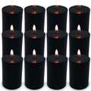 2"x3" Black Pillar Candles, Set of 12 Handmade Pillar Candles Bulk, Large Pillar Candle, Dripless Pillar Candles for Weddings, Parties, Halloween, Church, Home Décor