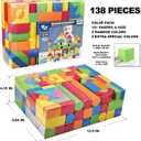 Foam Blocks for Toddlers, 138 Pieces EVA Soft Stacking Building Blocks Toy Set, Early Learning Construction Toys & Gifts for Kids, Boys & Girls 18+ Months 1-3 Years