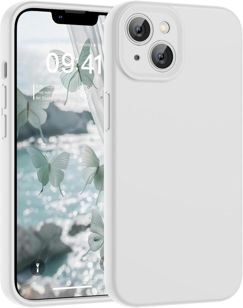 SUPFINE Designed for iPhone 15 Case,Premium Liquid Silicone with [Soft Anti-Scratch Microfiber Lining][Upgraded Camera Protection] Slim Shockproof Protective Phone Case for Men Women Girls,White
