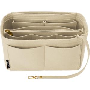 OPPOSHE Purse Organizer Insert for Handbags, Softened Felt Bag Insert Organizer for Tote, Compatible with LV, Coach, MK, Kate Spade, Goyard, Longchamp (Beige, Medium)