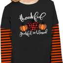 Remimi Unisex Kids Christmas Long Sleeve Shirt Xmas Print Stripe Shirts 2-12 Years (Black)