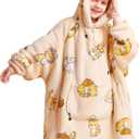 Giggling Getup Wearable Blanket Hoodie for Girls and Boys Warm Cozy Sherpa Fleece Hooded Blanket Sweatshirt Oversized Hoodie with Giant Pocket & Sleeves for Kids Cat