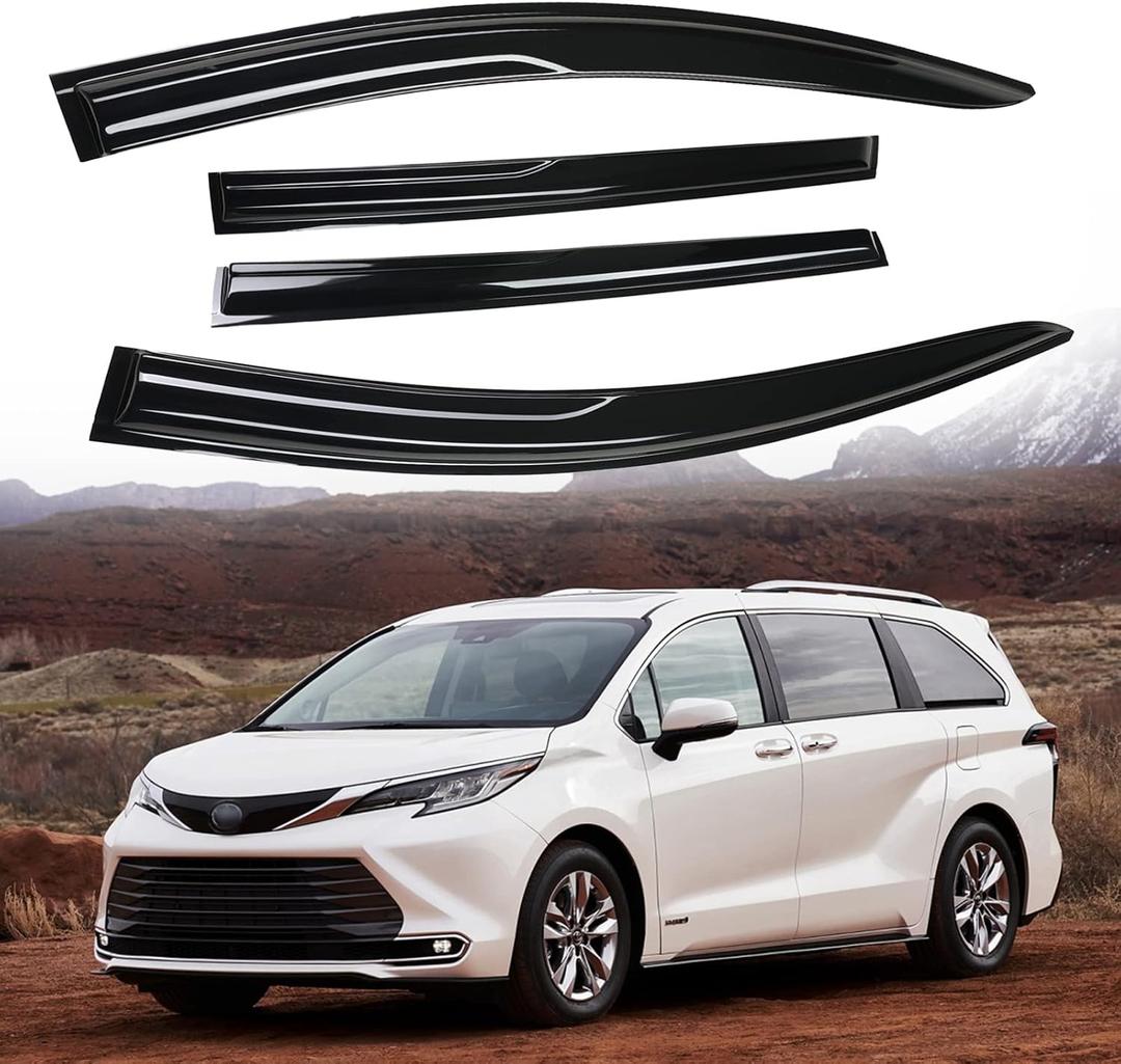 Tape-On Rain Guards Window Visor Fit for Toyota Sienna 2021-2023 Window Vent Deflector Visors 4 Pcs
