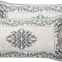 Design Linen Rectangle Throw Pillow Covers 12"x20" Pack of 2, Cottage Farmhouse Cushion Covers with Blue Grey Thorn Vine Pattern Decoration Pillowcases for Bed, Living Room, Outdoor, Car