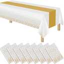 2in1 Disposable Plastic Tablecloths 54" x 108" Black and Blue Dot Kitchen Table Cloth Rectangle Table Cover for Wedding Birthday Baby Shower Anniversary Christmas Graduation (Black/Blue, 3 Pack)