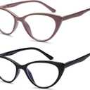 EYEURL Cat Eye Reading Glasses for Women - 2 Pack Blue Light Blocking Computer Readers 2.25 Spring Hinge Anti Glare/UV Ray Eyeglasses