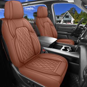 Car Seat Cover Custom Fit for Ford F150 2009-2026 Faux Leather Seat Cover Set Compatible with Regular Cab Super Cab Super Crew Pickup Truck Cushions(Brown, Front Seat)
