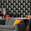 Black Gothic Skull Wallpaper Peel and Stick Vintage Dark Floral Butterfly Wallpaper Sugar Skull Flower Contact Paper Home Decorative 12"x118" Removable Wall Paper for Bedroom Basement Door