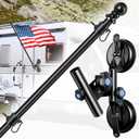 Suction Cup Flag Holder with Flag Pole for RV, RV Flagpole Mount Kit with Angle Adjustable, Quick Flag Pole Mount Kit for Holds Flags,Heavy Duty Flagpole Holder for Camper, Truck, Trailer, Boat (Large)