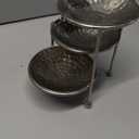 MyGift 3 Tier Jewelry Dish Organizer, 4 Inch Hammered Brass-Plated Metal Dishes and Black Stand, Decorative Ring Tray Jewelry Holder Display Tower for Earrings Necklace Bracelet - Handcrafted in India