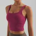 Womens Sports Bra  Workout Crop Tank Tops for WomenSleeveless Square Neck Padded Bras with Built in Bra (Purple, S)