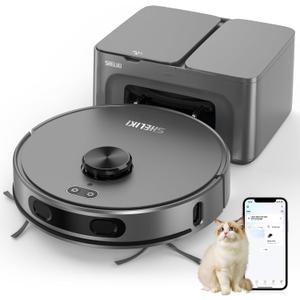SHELIKI Robot Vacuum and Mop Combo, Robotic Vacuums with Self-Emptying Base, Zigzag, Spot, GW9