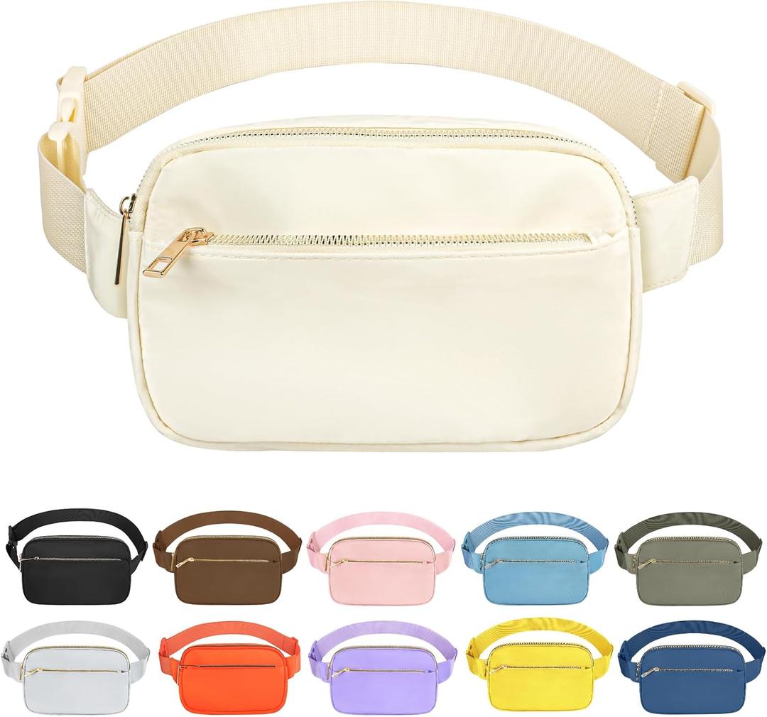 Fashion Fanny Bag-Waist Pack With Adjustable Belt Bag-Unisex Crossbody Pack For Travel Running Hiking-Beige (3-Zipper Beige)