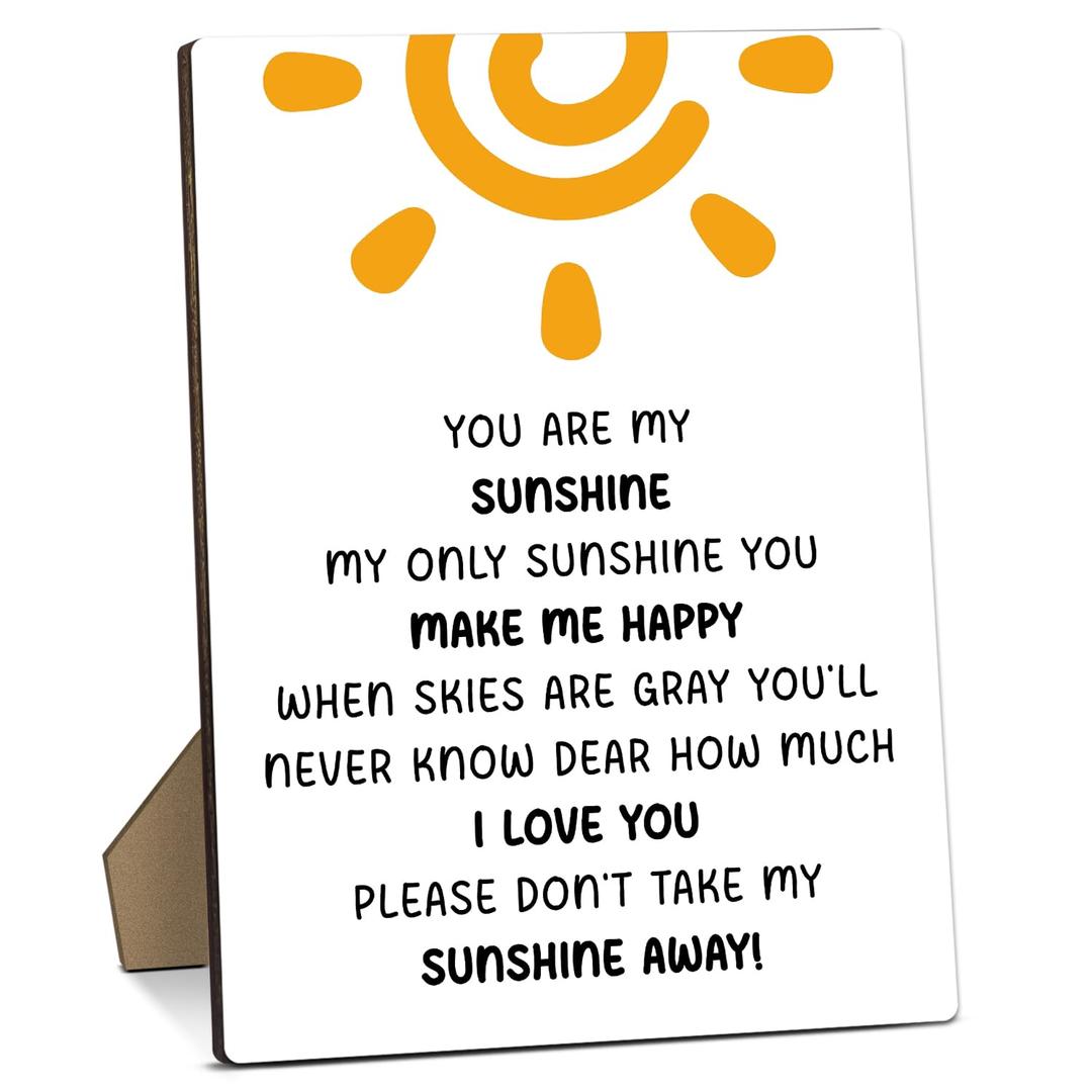 3 x You Are My Sunshine Sign, Inspirational Table Signs, 8 x 11 inches Wooden Sign with Stand, Birthday Gifts for Family Friends, Home Office Bedroom Desk Decor -21