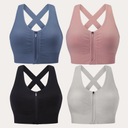 Evercute Zip Front Post-Surgery Bra Women's Wireless Sports Bras Padded Strappy Medium Support Yoga Exercise Athletic Bras L