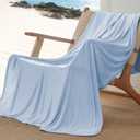 Bedsure Cooling Blanket for Hot Sleepers, Dorm Room Essentials for Girls Guys Cold Throw Blanket for Sleeping, Summer Ice Lightweight Bedding Thin Cool Bed Gifts with Rayon Derived from Bamboo, 50x70 (07- Light Blue)