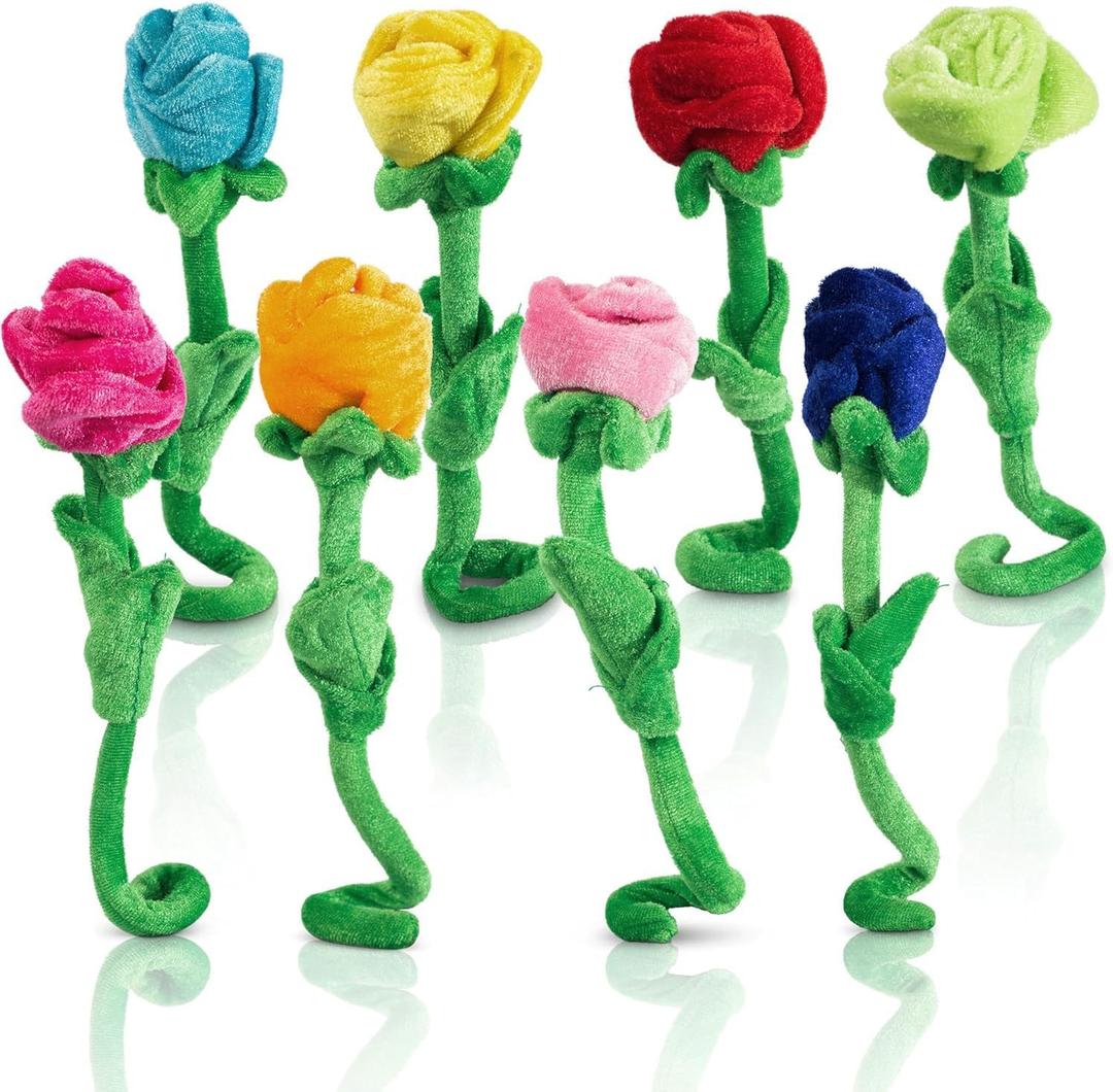 Tplay Rose Flower Plush for Toddlers: Bendable 0-Poke Encased Stems - Safe Worry-Free Play Toy - 15lbs Tear-Resistant Stuffed Bouquet Girl Gift 2-5 Yrs 11"