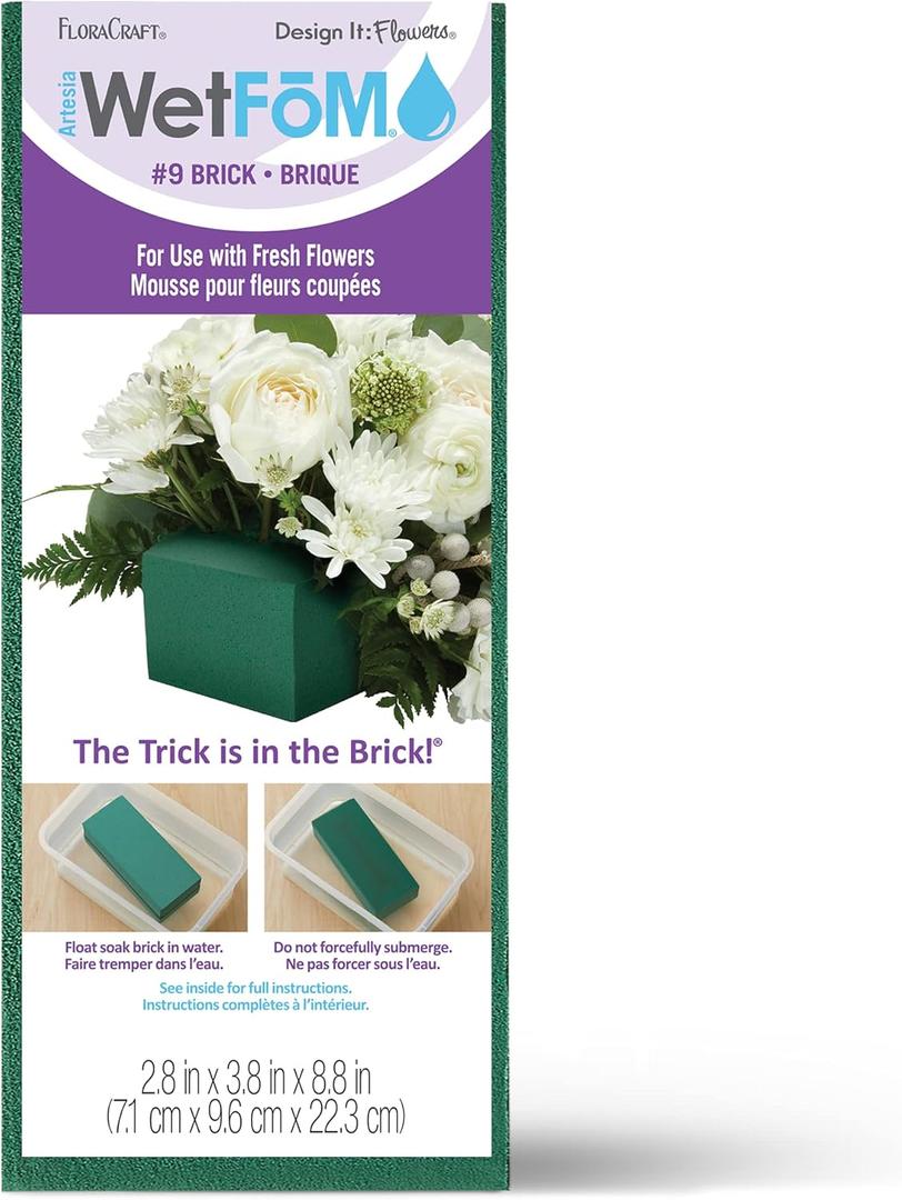 FloraCraft Floral Artesia WetFM Brick 2.8 Inch x 3.8 Inch x 8.8 Inch Green