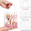 Mauproy 50 Pack Clear Plastic Gift Bags with Handles, Party Favor Bags with Ribbons and Tags, Reusable Goodie Tote Bags for Mother's Day Wedding Baby Shower (4.9" x 5.9" x 2.8")