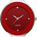 Weicam Luxury Ladies Bracelet Stainless Steel Bangle Wrist Watch Womens Quartz Analog Watch Best Gifts (Red)