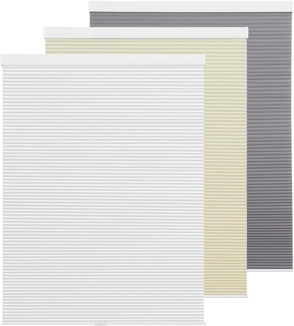 Cordless Cellular Shades Blackout Honeycomb Window Shades and Blinds, Room Darkening Cellular Blinds for Windows, Home and Bedroom, 20" W x 64" H, White