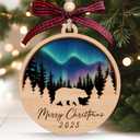 3 x Bear Ornament - Bear Christmas Ornament 2025 - Bears Gifts for Women Men, Gifts for Bears Lovers - Wood Animal Ornaments for Christmas Tree