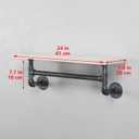 MBQQ Iron Pipe Shelves Industrial Bathroom Shelves with Towel bar,24in Rustic Metal Pipe Floating Shelves Pipe Wall Shelf,1 Tier Industrial Shelf Wall Mounted, Retro White