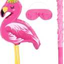 Threan Pink Flamingo Piata Tropical Party Supplies Small Hawaiian Flamingo Piata with Blindfold Stick for Pool Luau Hawaii Summer Theme Birthday Party Decorations, 16.1 x 11.8 x 3.1 Inch