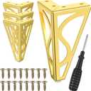 Gold Furniture Legs 6 Inch Heavy Duty Metal Dresser Legs Set of 4 Gold Sofa Leg for Cabinet Couch Replacement Feet with Rubber Floor Protectors