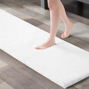 MADISON PARK SIGNATURE Marshmallow Bathroom Rug Non Slip, Luxrurious Plush Mat, Absorbent, Quick Dry, Spa Design Bath Room Dcor, 24x72, White