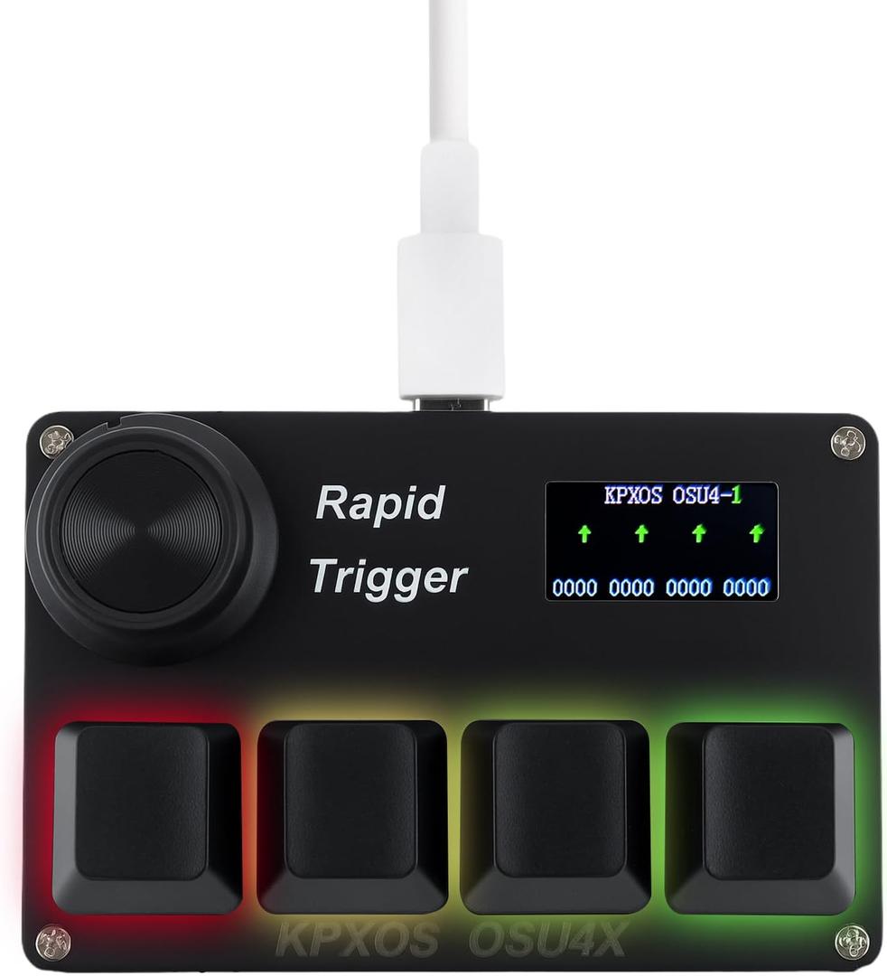 KPXOS OSU4X Gaming Keyoard Rapid Trigger Keyboard, Magnetic Switches with Knob and Screen, Plug-and-Play keypad for OSU and for Geometry Dash (Black)