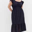 City Chic Women's Plus Size Dress - Sweet Broderie Midi (Navy)