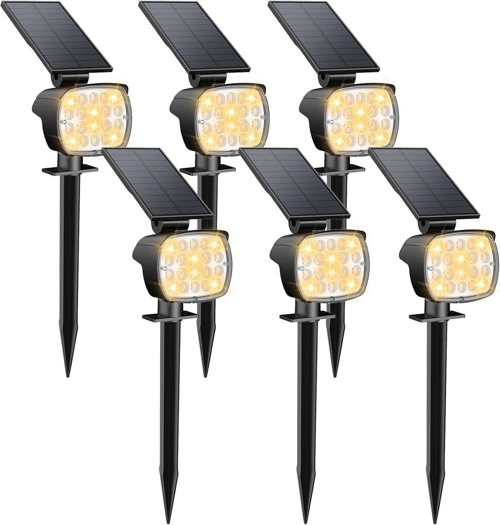 Kaxiida Solar Lights Outdoor Waterproof - 2025 Upgrade 3 Level Ultra Bright Spot Lights Uplights, LED Landscape Spotlight for Tree, Pathway, Wall, Adjustable Solar Panel Auto On/ Off