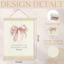 2 x Shrago Vntage Baby Girl Nursery Decor, Coquette Pink Bow Christian Wall Art, Motivational Wall Art,Psalm 139 James 1:17 Bible Verses Girly Poster Hanger Frame for Home Girls Dorm Room Apartment Wall Decor,12x16 Inch Set of 2