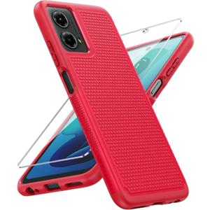 FNTCASE for Motorola Moto G-5G-2024 Case: Dual Layer Heavy Duty Cell Phone Protective Cover Shockproof Rugged with Non-Slip Textured - Military Drop Protection Bumper Tough Case (Red)