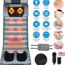 Full Body Massage Mat with Heat Massage Heating Pad Electric Vibration Massage Pad Cushion Massage Mattress Heated Chair Pad with Timer Anti-Slip Bottom Earplugs for Back Neck Foot Kneading