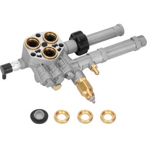 Pressure Washer Pump Head Assembly AR43361,Troy Bilt SRMW2.3G28 SRMW2.4G28 Pumps, AR43361 Pressure Washer Pump Head, Replacement for Annovi Reverberi Toro for Troy Bilt with Unloader and Relief Valve