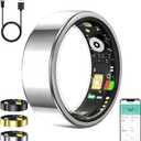 Smart Ring for Women Men,Fitness Tracker Ring with Heart Rate, Sleep Monitoring, Blood Oxygen, Step Counting for iOS and Android, No Subscription Fee, Waterproof, Valentines Day Gifts (Silver, 8)