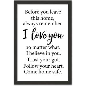 SRSZHIYUE Before You Leave This Home Sign 16"11" Laundry Room Wall decor Dining Room Kitchen Plaque Modern Inspirational Positive for Living Room House Wall Hanging Art (Black)