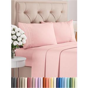 Queen Size 4 Piece Sheet Set - Comfy Breathable & Cooling Bed Sheets Set - Hotel Luxury Bedding for Women, Men, Kids, Teens, Boys & Girls - Deep Pockets, Soft and Wrinkle Free - Oeko-Tex - Baby Pink