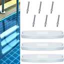 Wettarn 3 Set 18 Inches Pool Ladder Steps Universal Swimming Pool Ladder Pedal Set Molded Plastic Swimming Pool Ladder Rung Step with Stainless Steel Bolts Fit for Inground and Above Ground Pools