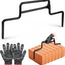 Brick Tongs Set Brick Lifting Clamp Paver Removal Tool Metal Handle Paver Lifter Masonry Landscaping Tools with Gloves for Bricks Lifting Carrying
